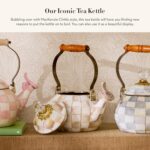 MACKENZIE-CHILDS Enamel Whistling Tea Kettle, Decorative Teapot for Stovetop, Brown-and-White Mocha Check - Image 3
