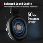 FIFINE Studio Monitor Headphones for Recording-Over Ear Wired Headphones for Podcast Monitoring, Streaming Comfortable Equipment with Detachable Cables 3.5mm or 6.35mm Jack, Black, on PC/Mixer-H8 - Image 3