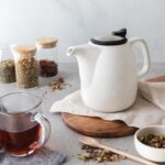 Premium White Ceramic Teapot - Large Teapot with Strainer - 47 oz / 1400 ml - Tea pot with Infuser for Loose Tea - Heat Resistant Handle - Ideal for Gatherings and Tea Party - Image 8