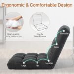 Floor Chair with Back Support Folding Chair with 6 Adjustable Position, Padded Sleeper Bed, Floor Gaming Chair, Meditation Chair for Adults - Image 9