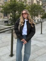 Cicy Bell Womens Balloon Long Sleeve Blazer Cropped Collarless Button Down Suit Jackets Business Casual Fall Outerwear - Image 5