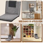 2 Pcs Adjustable Floor Chair with Back Support, Padded Seat, Portable, Meditation Cushion, Fully Folding Backrest for Adult, Kid, Gaming - Linen Washable Cover, Nylon Bottom (Gray, Black) - Image 5
