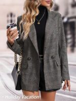 Mina Self 2025 Fall Women's Plaid Houndstooth Blazer Jacket - Fully Lined Business Casual Elegant Work Suit with Pockets - Image 7