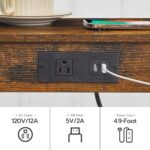 HOOBRO Side Table with Charging Station, Set of 2 End Tables with USB Ports and Outlet, Nightstand with 2-Tier Storage Shelf, for Living Room, Bedroom, Small Space, Rustic Brown and Black BF91UBZP201 - Image 7