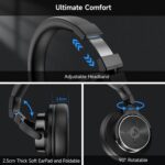Wired Over Ear Headphones, Studio Monitor & Mixing DJ Headphones with 50mm Neodymium Drivers and 1/4 to 3.5mm Jack for Guitar AMP Podcast Piano Keyboard (Black) - Image 8