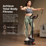 Sunny Health & Fitness Total Body 2-in-1 Smart Stepper Machine for Home with Handlebar and Resistance Bands, Total Body Workout, Adjustable Hydraulic, LCD Monitor, Non-Slip Pedals – 330 LB Max Weight - Image 3