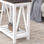 ChooChoo Farmhouse End Table, Narrow Side Table, Slim End Table with Storage Shelf for Small Spaces, Rustic Nightstand, for Living Room, Bedroom White - Image 7