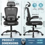 FelixKing Ergonomic Office Chair, Headrest Desk Chair with Adjustable Lumbar Support, Home Office Swivel Task Chair with High Back and Armrest, Adjustable Height Gaming Chair(Black) - Image 4