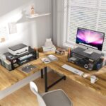 Desk Organizer and Accessories, 2-Tier Computer Monitor Stand Riser with Drawer and 2 Pen Holders, Office Desk Accessories for Office Supplies, Black - Image 9