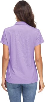 MAGCOMSEN Women's Polo Shirts UPF 50+ Sun Protection 4 Buttons Casual Work Quick Dry Short Sleeve Collared Golf Shirt - Image 5