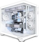 MUSETEX ATX PC Case, 360MM RAD Support, 3 x 120mm Non-ARGB Fans Pre-Installed, 270° Full View Tempered Glass Gaming PC Case with Type-C, Mid Tower ATX Computer Case, White, Y6 - Image 2