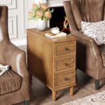 Tribesigns Solid Wood End Table, Fully Assembled Narrow Side Table with Drawers, Pre-Assembled Nightstand Slim Bedside Table for Small Spaces, Living Room, Bedroom - Image 4