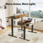 Agilestic 55 x 24 Inches Height Adjustable Electric Standing Desk with 2 Drawers, Stand Up Electric Desk Adjustable Height, Sit Stand Computer Gaming Table with Splice Board, Rustic Brown - Image 5