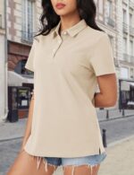 MAGCOMSEN Women's Polo Shirts Cotton Short Sleeve Shirt 3 Buttons Collared Shirts Summer Casual Wicking Golf Tops - Image 4