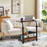 Adjustable Table Student Computer Desk Portable Home Office Furniture Small Spaces Sofa Bedroom Bedside Learn Play Game on Wheels Movable with Storage Size 31.5 * 15.7 in Oak D - Image 7
