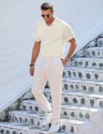 JMIERR Mens Casual Polo Shirt Summer Short Sleeve Vacation Button Beach Knit Stretchy Golf Shirts - Image 5