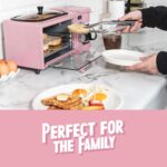 Nostalgia 3-in-1 Retro Breakfast Station - Includes 5 Cup Coffee Maker, Non-Stick Ceramic Griddle, and 4-Slice Toaster Oven - Built-In Timer, Reusable Coffee Filter, Space-Saving Design - Pink - Image 6