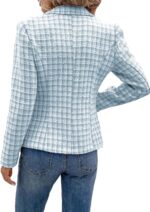 Mina Self 2025 Women's Spring Tweed Blazer Plaid Fashion Slim Fully-Lined Double-Breasted Casual Work Jacket with Pockets - Image 3