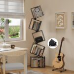 5-Tier Metal Geometric Bookshelf – Modern Narrow Floor Bookcase, Space-Saving Organizer for Living Room, Bedroom, Office, Corner – Black - Image 10