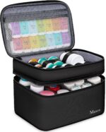 Mancro Dual Layers Medicine Organizer Bag, Pill Bottle Organizer Storage with Lockable Zipper, Medication Travel Bag for Pills, Vitamins, Medical Supplies for Home Storage, Black - Image 2