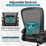 FelixKing Office Chair, Ergonomic Desk Chair Breathable Mesh Chairs with Adjustable High Back Lumbar Support Flip-up Armrests, Executive Swivel Comfy Task Computer Chairs for Home Office Black - Image 5
