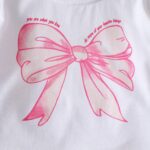 kid Young Girl Clothes Outfits Cute Sweet Bowknot Print T-Shirt + Bowknot 2 In 1 Denim Short Summer Clothing Set - Image 4