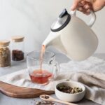 Premium White Ceramic Teapot - Large Teapot with Strainer - 47 oz / 1400 ml - Tea pot with Infuser for Loose Tea - Heat Resistant Handle - Ideal for Gatherings and Tea Party - Image 7