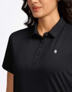 Women's Golf Shirt Short Sleeve Lightweight Moisture Wicking Work Tennis Tops Collared Polo Shirts for Women with 4-Button - Image 5