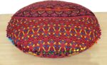 CRAFT KALA Large Hippie Floor Pillow Cover Mandala Meditation Cushion Case Pouf Cover Round Poufs Cover Bohemian Floor Cushion Cover Outdoor Fireplace Yoga Living Room Decor 32" New Orange Ombre - Image 5