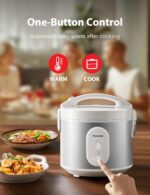 TOSHIBA Rice Cooker & Steamer Simple 5.5 Cup(Uncooked) with Steaming Basket, Removable Non-Stick Inner Pot & Inner Lid, for Soups, Stews, Grains&Oatmeal, One Touch&Keep Warm Function, Silvery White - Image 4