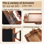 Acacia Wood Couch Arm Tray with 360°Phone Holder,Folding Sofa Armrest Tray,Couch Arm Table Clip-On Couch Desk for Drinks,Snacks,Phone,Remote Control - Image 6