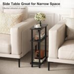 Apicizon Small Narrow Side Table, 3-Tier Skinny End Table with Storage Shelf, Slim Nightstand Bedside Table for Small Spaces, Living Room, Bderoom, Black - Image 6
