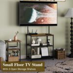 23 Inch to 50 Inch Floor Small Corner TV Stand with Storage Shelves for Living Room Bedroom, Universal Floor Television Stands with Mount, Brown TV Table Desk Shelf for Small Spaces,Patent Pending - Image 8