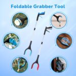 Grabber Reacher Tool - 32” Extra Long Foldable Gripper and Reaching Tool - Heavy Duty Pick Up Stick Grabbers for Seniors, Trash, Surgery Recovery Must Haves Gifts (Blue) - Image 6