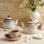 Sweese Ceramic Teapot, Beaded Retro Flower Glaze, 1100ml/37 oz Large Tea Pot for Loose Tea or Bags, Enough for 4 Cups, Nebula Blue - Image 6