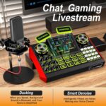 Podcast equipment bundle with live sound card audio mixer, podcast equipment with 3.5mm microphone, soundboard for phone, computer, live streaming, singing, recording, and content creation. - Image 6