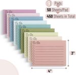 Mr. Pen- to Do List Sticky Notes, 3"x4", 9Pads, 450 Sheets, Earth Pastel Colors, to Do List Notepad, Lined Sticky Notes, Back to School Supplies - Image 3