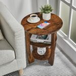Round End Table with Storage Shelf,3 Tier Modern Side Table, Sofa Recliner Side Table,Accent Coffee Table,Nightstand for Living Room Bedroom for Small Spaces,19.7" D x 21.7" H - Image 6
