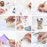 EOOUT Gold Office Supplies Set Desk Accessories, Acrylic Stapler Set Staple Remover, Phone Holder, Tape Holder, Pen Holder, 2 Ballpoint Pen, Scissor, Binder Clips, Ruler, Transparent Glue and Staples. - Image 6