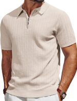 PJ PAUL JONES Men's Polo Shirts Quarter Zip Textured Knit Shirts Summer Shirt - Image 2