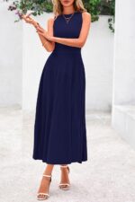 PRETTYGARDEN Spring Casual Dresses for Women 2025 Summer Business Work Midi Sleeveless A Line Pleated Cocktail Dress - Image 5