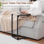 AMHANCIBLE C Shaped End Table Set of 2, Couch Tables That Slide Under, TV Tray Snack Table for Sofa, Small Side Table for Couch, Small Space, Living Room, Greige HET02CGY - Image 4