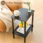 End Tables Set of 2, Small Side Table with Storage Shelf, Nightstands for Bedroom Set of 2 for Living Room, Office and Small Spaces (Black) - Image 7