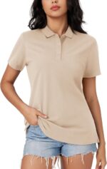 MAGCOMSEN Women's Polo Shirts Cotton 3-Button Short Sleeve Collared Tops Summer Cool Shirt Uniform Casual Shirts - Image 2