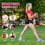 Resistance Bands, Exercise Bands with Handles for Working Out, Fitness Bands for Women, Workout Equipment Home Gym, Training Bands with Door Anchor, Ankle Straps, Shape Body, Physical Therapy - Image 3