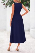 PRETTYGARDEN Spring Casual Dresses for Women 2025 Summer Business Work Midi Sleeveless A Line Pleated Cocktail Dress - Image 3