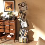 5-Tier Metal Geometric Bookshelf – Modern Narrow Floor Bookcase, Space-Saving Organizer for Living Room, Bedroom, Office, Corner – Black - Image 8