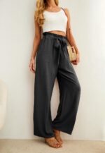 IWOLLENCE Women's Wide Leg Pants with Pockets High Waist Adjustable Knot Loose Casual Trousers Business Work Casual Pants - Image 4