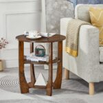 Round End Table with Storage Shelf,3 Tier Modern Side Table, Sofa Recliner Side Table,Accent Coffee Table,Nightstand for Living Room Bedroom for Small Spaces,19.7" D x 21.7" H - Image 8
