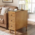Tribesigns Solid Wood End Table, Fully Assembled Narrow Side Table with Drawers, Pre-Assembled Nightstand Slim Bedside Table for Small Spaces, Living Room, Bedroom - Image 2